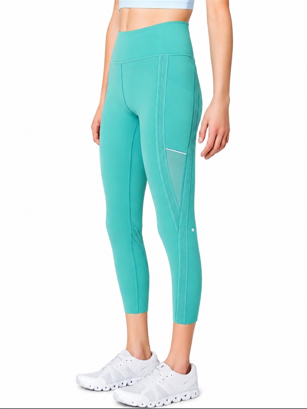 Lululemon Chase the Pace 7/8 Tight 25” Leggings Turquoise Sea Size 8 EUC!